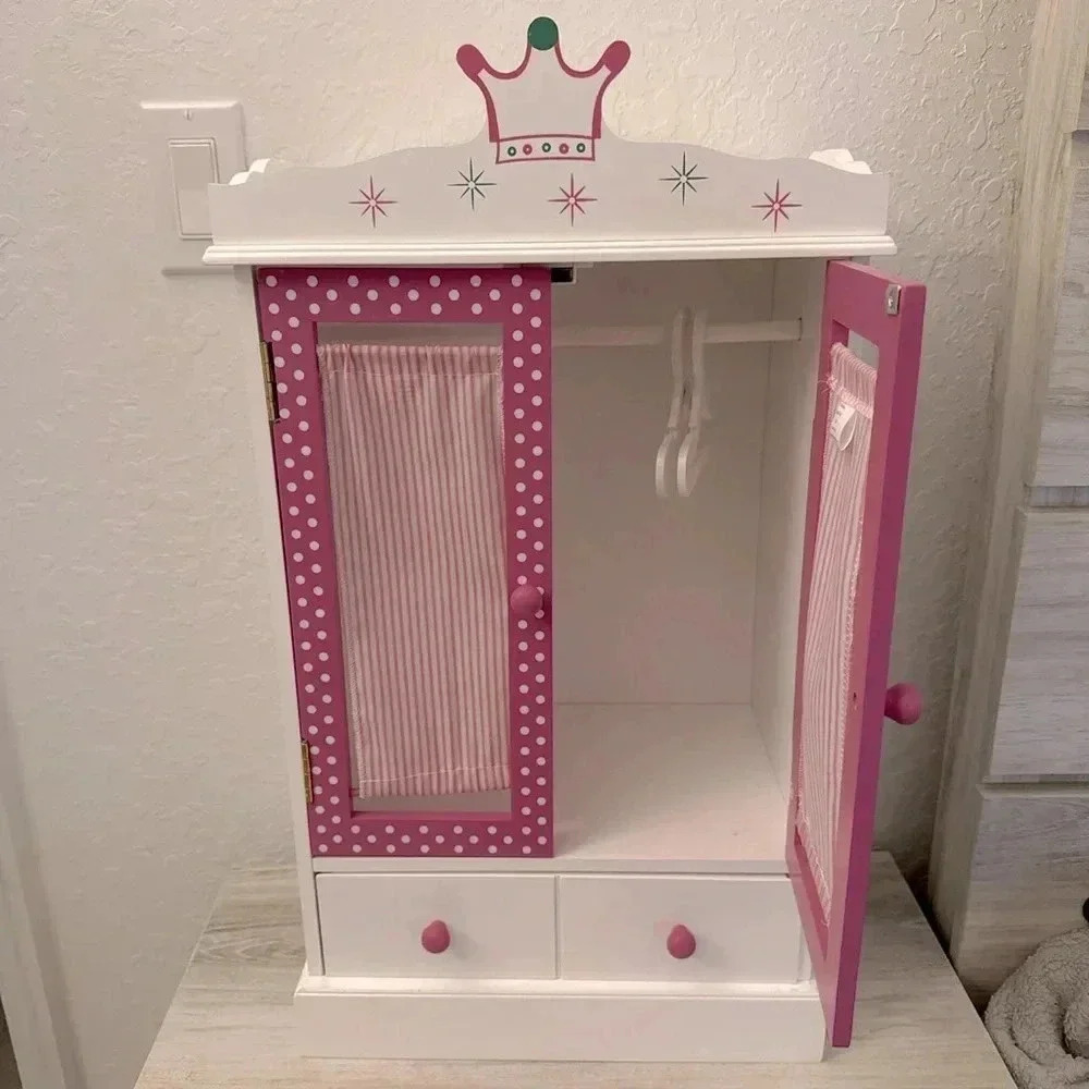 Pink and green princess wardrobe for American Girl Dolls or 18 inch dolls